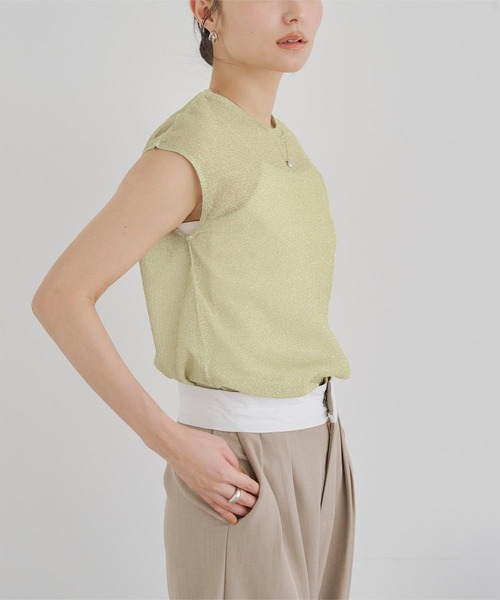 フレンチスリーブラメカットソー N. Natural Beauty Basic*｜フレンチスリーブラメカットソー