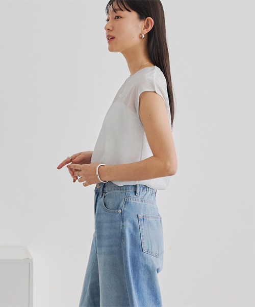 titivate(ティティベイト)の「ラメシアーフレンチスリーブトップス(Tシャツ/カットソー・レディース・イエロー/ブラウン/ブラック/シルバー・FREE)」の11枚目の写真