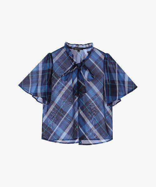 トゥービーバイアニエスベー シアーチェックブラウス To b. by agnes b.（トゥービーバイアニエスベー）の「WV72