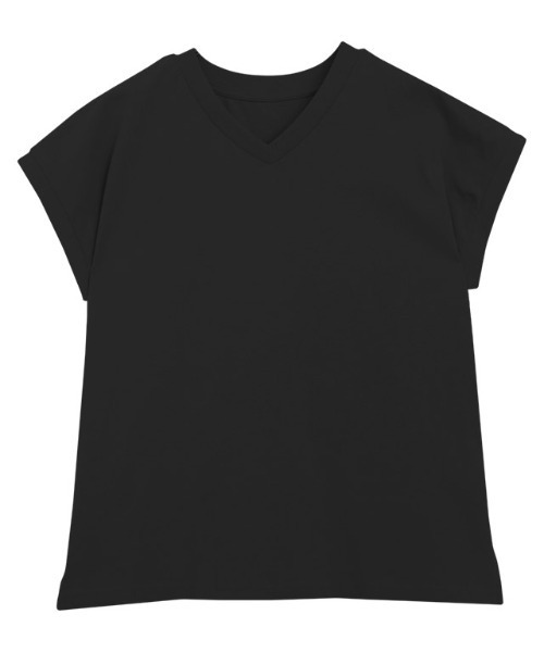 Pierrot（ピエロ）の「綿100%VネックフレンチスリーブベーシックTシャツ（Tシャツ/カットソー・レディース・ブラック/オフホワイト/サンドベージュ/ブルー/チャコール/ネイビー/イエロー系その他・M/L）」の8枚目の写真