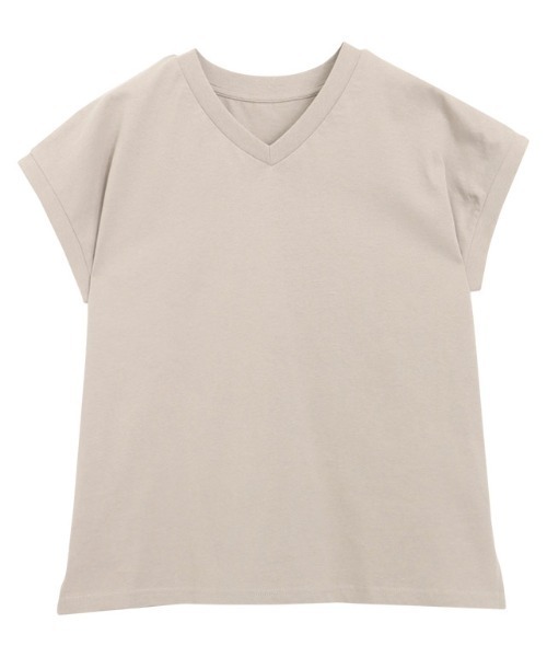 Pierrot（ピエロ）の「綿100%VネックフレンチスリーブベーシックTシャツ（Tシャツ/カットソー・レディース・ブラック/オフホワイト/サンドベージュ/ブルー/チャコール/ネイビー/イエロー系その他・M/L）」の10枚目の写真