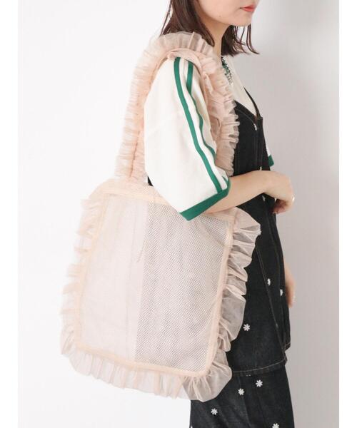 ehka sopo（エヘカソポ）の「チュールフリルバッグ（ハンドバッグ・レディース・ブラック/ピンク/キナリ/ミント・F）」の4枚目の写真