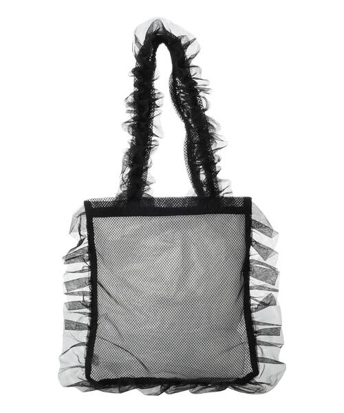 ehka sopo（エヘカソポ）の「チュールフリルバッグ（ハンドバッグ・レディース・ブラック/ピンク/キナリ/ミント・F）」の8枚目の写真