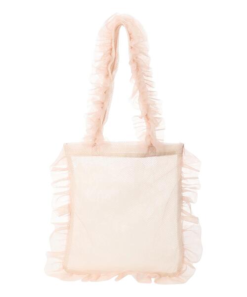 ehka sopo（エヘカソポ）の「チュールフリルバッグ（ハンドバッグ・レディース・ブラック/ピンク/キナリ/ミント・F）」の9枚目の写真