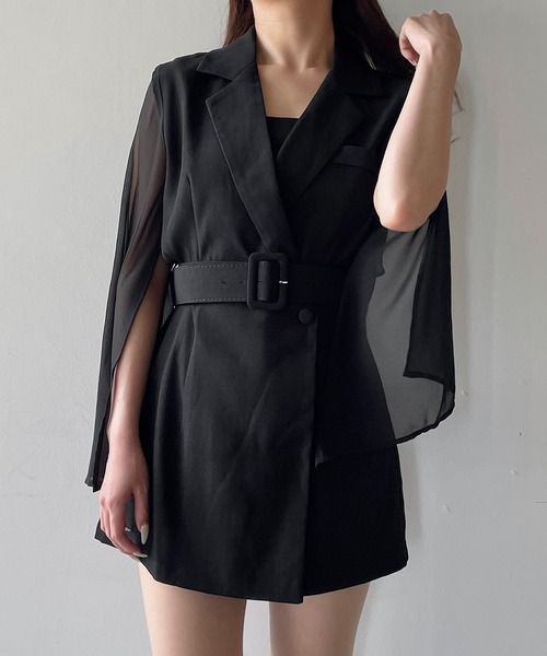 NOMAE(ノーマエ)の「シアースリーブテーラードワンピース(ワンピース・レディース・ブラック/ホワイト/グレー/アイボリー/ダークグレー・FREE)」の17枚目の写真