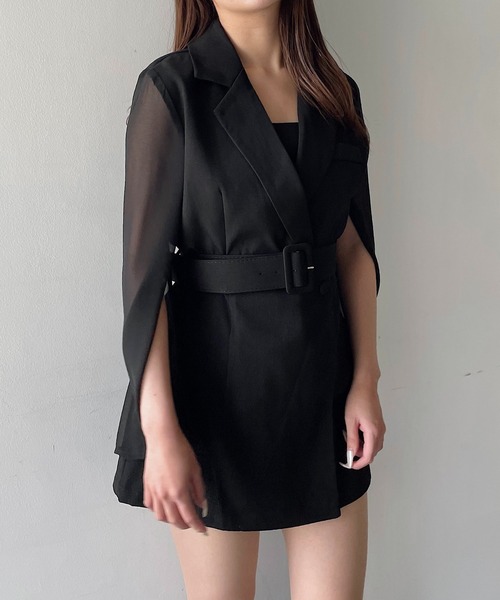 NOMAE(ノーマエ)の「シアースリーブテーラードワンピース(ワンピース・レディース・ブラック/ホワイト/グレー/アイボリー/ダークグレー・FREE)」の19枚目の写真