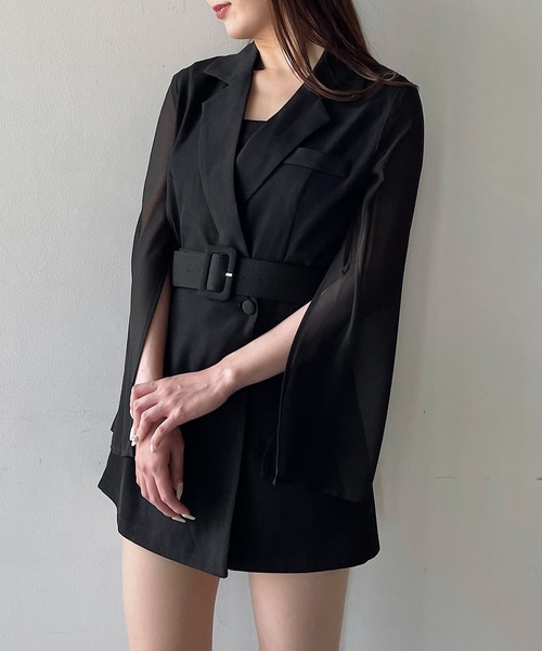 NOMAE(ノーマエ)の「シアースリーブテーラードワンピース(ワンピース・レディース・ブラック/ホワイト/グレー/アイボリー/ダークグレー・FREE)」の15枚目の写真