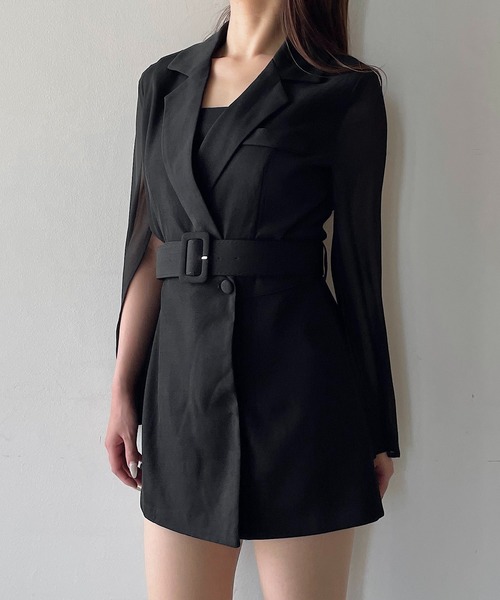 NOMAE(ノーマエ)の「シアースリーブテーラードワンピース(ワンピース・レディース・ブラック/ホワイト/グレー/アイボリー/ダークグレー・FREE)」の16枚目の写真