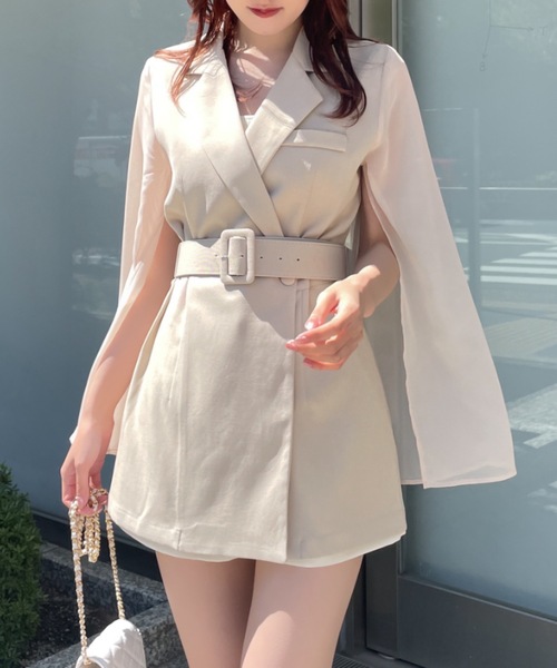 NOMAEシアースリーブテーラードワンピース NOMAE ワンピース シアースリーブテーラードワンピース