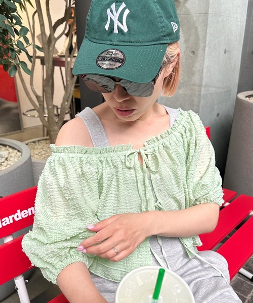 Alley by w closet（アリーバイダブルクローゼット）の「【Alley/2WAY】デコルテキレイ見えフリル＆ギャザーブラウス（シャツ/ブラウス・レディース・ミント/オフホワイト・FREE）」の17枚目の写真