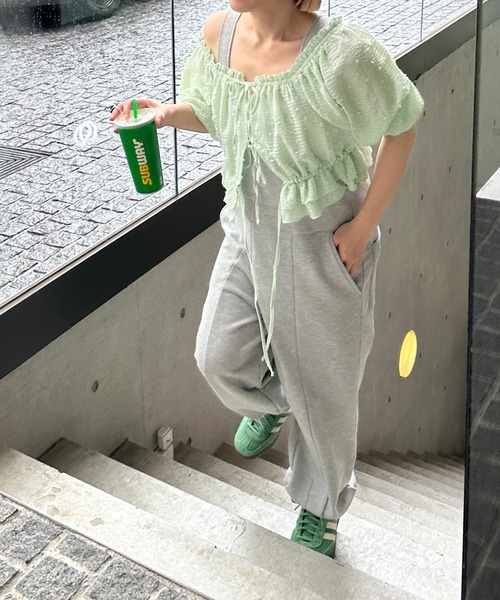 Alley by w closet（アリーバイダブルクローゼット）の「【Alley/2WAY】デコルテキレイ見えフリル＆ギャザーブラウス（シャツ/ブラウス・レディース・ミント/オフホワイト・FREE）」の21枚目の写真