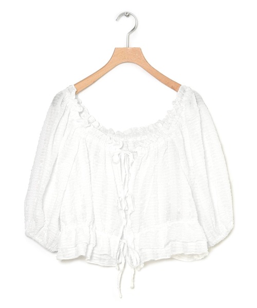 Alley by w closet（アリーバイダブルクローゼット）の「【Alley/2WAY】デコルテキレイ見えフリル＆ギャザーブラウス（シャツ/ブラウス・レディース・ミント/オフホワイト・FREE）」の15枚目の写真