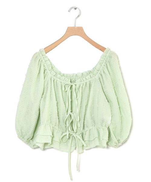 Alley by w closet（アリーバイダブルクローゼット）の「【Alley/2WAY】デコルテキレイ見えフリル＆ギャザーブラウス（シャツ/ブラウス・レディース・ミント/オフホワイト・FREE）」の8枚目の写真