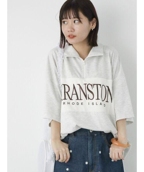 ehka sopo（エヘカソポ）の「配色切り替えハーフジッププルオーバー（Tシャツ/カットソー・レディース・オレンジ/グリーン/グレー/キナリ・F）」の3枚目の写真