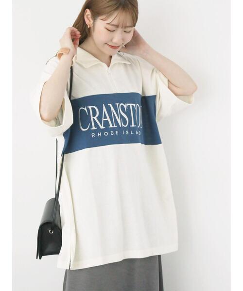 ehka sopo（エヘカソポ）の「配色切り替えハーフジッププルオーバー（Tシャツ/カットソー・レディース・オレンジ/グリーン/グレー/キナリ・F）」の2枚目の写真