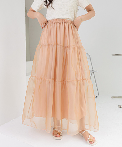 ECLIN（エクラン）の「シアーティアードフレアスカート（スカート・レディース・チャコールグレー/ベージュ/ブラック・S/M/L）」の19枚目の写真