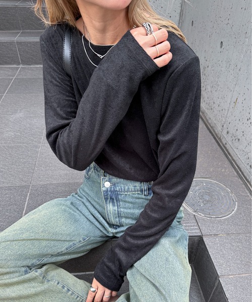 feepur(フェピュール)の「パイルロンTee(Tシャツ/カットソー・レディース・イエロー/アイボリー/ピンク/グレー/ブラック・MEDIUM)」の1枚目の写真