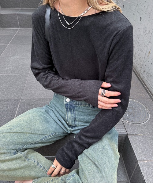 feepur(フェピュール)の「パイルロンTee(Tシャツ/カットソー・レディース・イエロー/アイボリー/ピンク/グレー/ブラック・MEDIUM)」の13枚目の写真