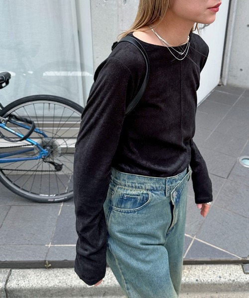 feepur(フェピュール)の「パイルロンTee(Tシャツ/カットソー・レディース・イエロー/アイボリー/ピンク/グレー/ブラック・MEDIUM)」の6枚目の写真