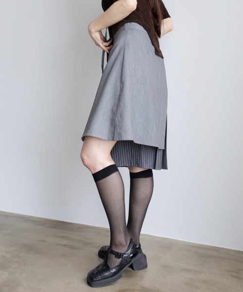 VACANCY（ヴァカンシー）の「レイヤードプリーツキュロットパンツ（その他パンツ・レディース・グレー/ブラック・MEDIUM/LARGE）」の9枚目の写真