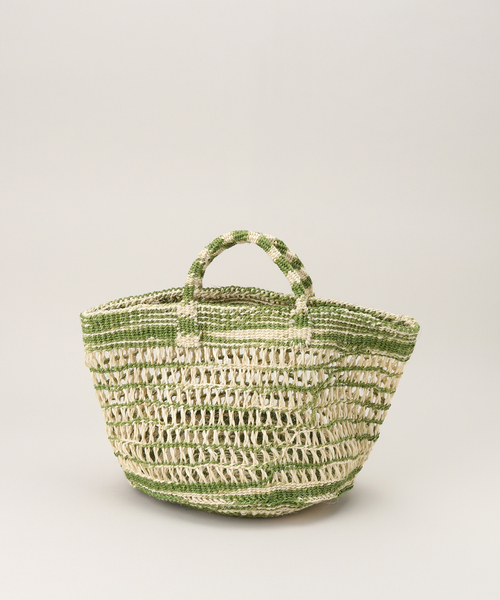 B.C STOCK（ベーセーストック）の「AFRICAN SQUARE/アフリカンスクエア　タイダイスカシアミサイザルバッグ（かごバッグ・レディース・ブラック/グリーン・FREE）」の4枚目の写真