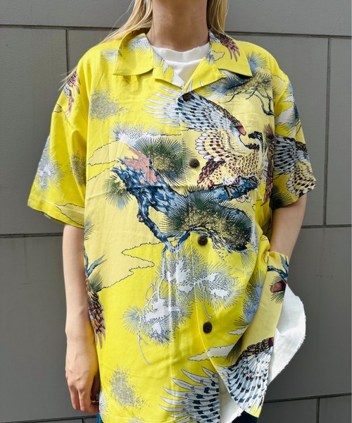 【セール】HOUSTON /ヒューストン 41108 ALOHA SHIRT (鷹) / アロハシャツ/ HS411（シャツ/ブラウス）｜HOUSTON（ヒューストン）