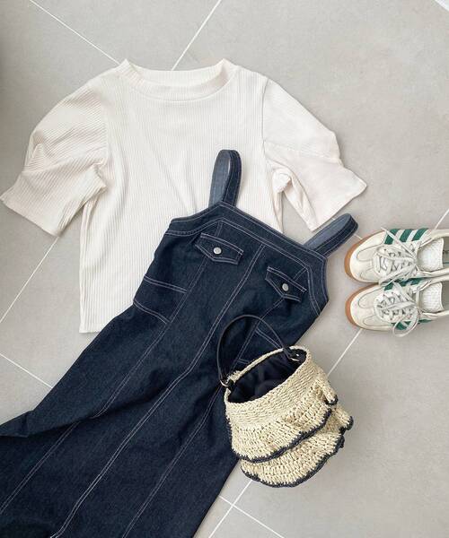 MAJESTIC LEGON（マジェスティックレゴン）の「レディシルエットステッチキャミワンピ（ワンピース・レディース・ブルー/ブラック・MEDIUM）」の2枚目の写真