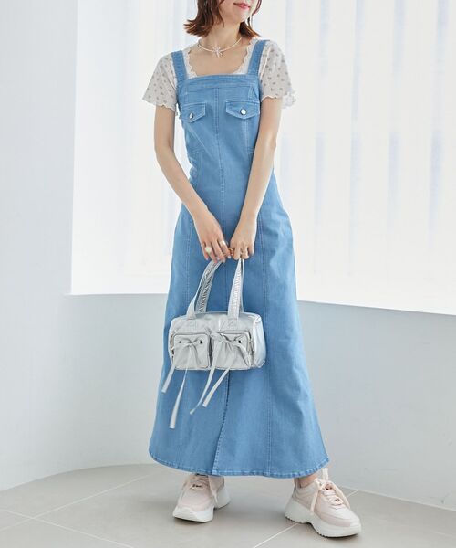 MAJESTIC LEGON（マジェスティックレゴン）の「レディシルエットステッチキャミワンピ（ワンピース・レディース・ブルー/ブラック・MEDIUM）」の3枚目の写真