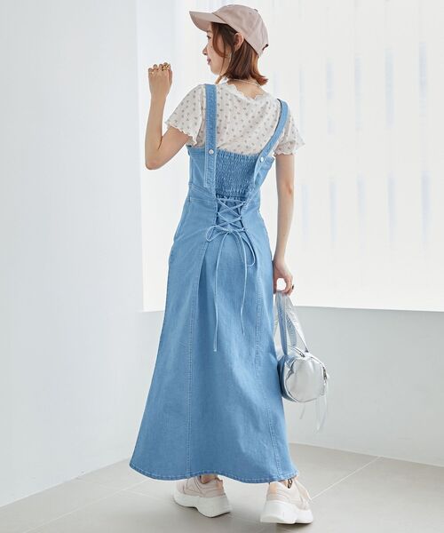 MAJESTIC LEGON（マジェスティックレゴン）の「レディシルエットステッチキャミワンピ（ワンピース・レディース・ブルー/ブラック・MEDIUM）」の6枚目の写真