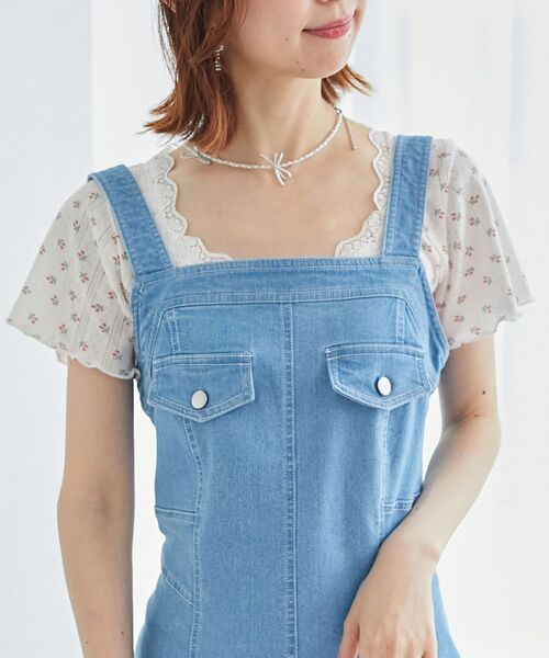 MAJESTIC LEGON（マジェスティックレゴン）の「レディシルエットステッチキャミワンピ（ワンピース・レディース・ブルー/ブラック・MEDIUM）」の7枚目の写真