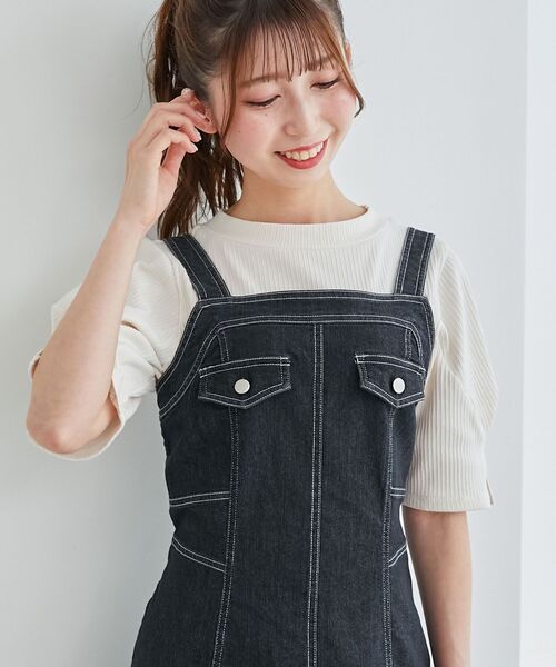 MAJESTIC LEGON（マジェスティックレゴン）の「レディシルエットステッチキャミワンピ（ワンピース・レディース・ブルー/ブラック・MEDIUM）」の14枚目の写真