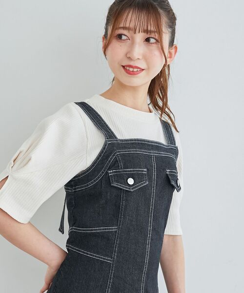 MAJESTIC LEGON（マジェスティックレゴン）の「レディシルエットステッチキャミワンピ（ワンピース・レディース・ブルー/ブラック・MEDIUM）」の15枚目の写真