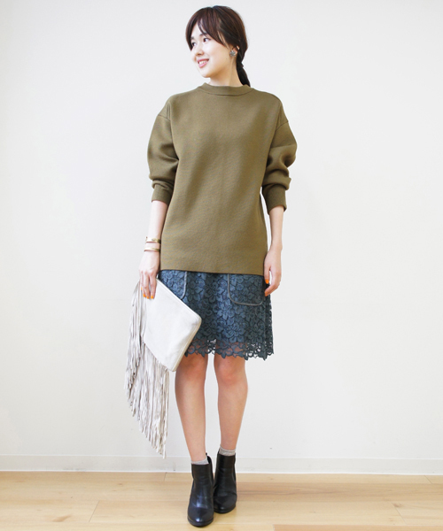 NOLLEY’S（ノーリーズ）の「S フラワーレーススカート 【InRed/MORE掲載】（スカート・レディース・オフホワイト/ダークグリーン/ブラック・38/36）」の3枚目の写真