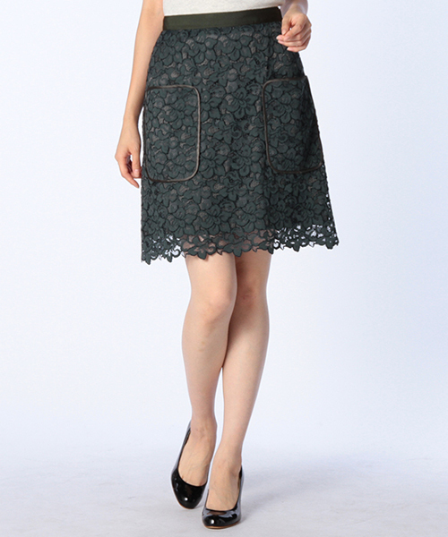 NOLLEY’S（ノーリーズ）の「S フラワーレーススカート 【InRed/MORE掲載】（スカート・レディース・オフホワイト/ダークグリーン/ブラック・38/36）」の9枚目の写真