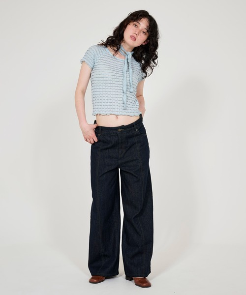 tinajojun/High&Lowウエスト デニムパンツ TINA：JOJUN（ティーナジョジュン）の「High&Lowウエスト デニム