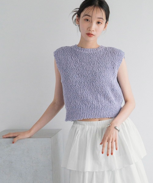 LOWRYS FARM（ローリーズファーム）の「ブークレバックオープンベスト 136323（ベスト・レディース・パープル/ブラック/ブルー/アイボリー・FREE）」の9枚目の写真