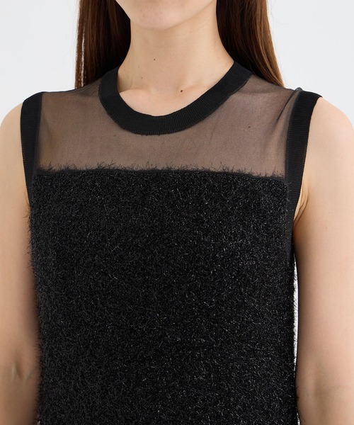 CINOH/チノ】SLEEVELESS KNIT DRESS/スリーブレスニットドレス/ラメ