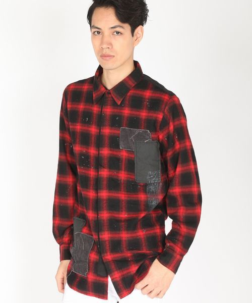 DANKE SCHON（ダンケシェーン）の「DankeSchon/ダンケシェーン/RepairCheck L/S Shirts（シャツ/ブラウス・メンズ・ブルー/レッド・FREE）」の2枚目の写真