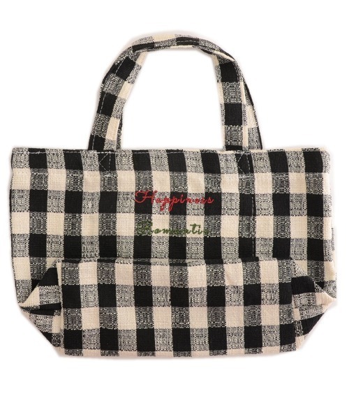VIBGYOR Women（ヴィブジョー　ウィメン）の「【urge select】ギンガムチェック リボン柄 刺繍 ミニ トートバッグ（トートバッグ・レディース・ピンク/ブラック/グリーン・FREE）」の12枚目の写真
