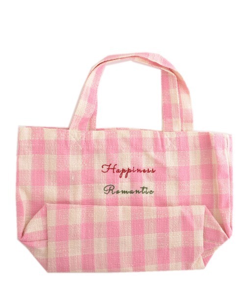 VIBGYOR Women（ヴィブジョー　ウィメン）の「【urge select】ギンガムチェック リボン柄 刺繍 ミニ トートバッグ（トートバッグ・レディース・ピンク/ブラック/グリーン・FREE）」の20枚目の写真
