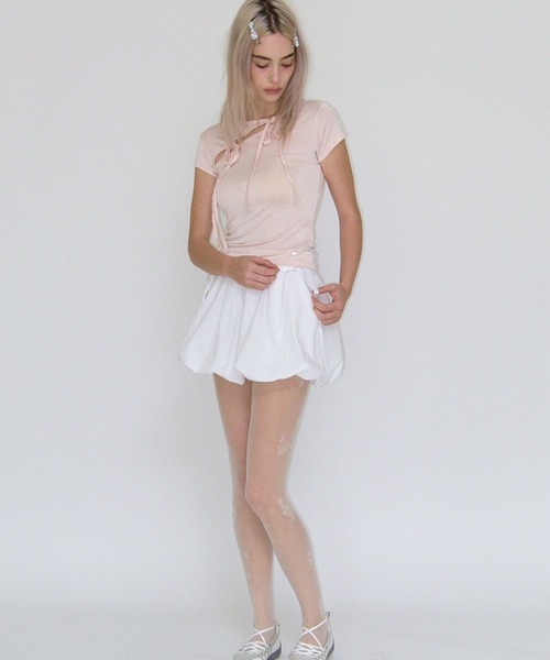 CRANK（クランク）の「CRANK／ストリングスリットT（Tシャツ/カットソー・レディース・ピンク/ブラック・FREE）」の16枚目の写真