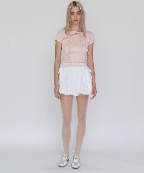 CRANK（クランク）の「CRANK／ストリングスリットT（Tシャツ/カットソー・レディース・ピンク/ブラック・FREE）」の17枚目の写真