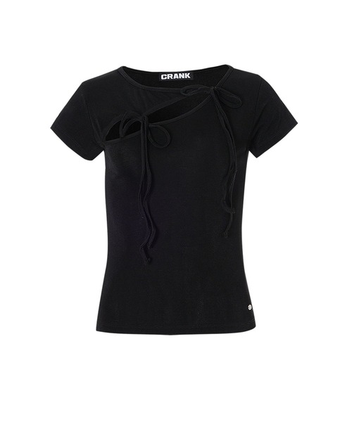 CRANK（クランク）の「CRANK／ストリングスリットT（Tシャツ/カットソー・レディース・ピンク/ブラック・FREE）」の12枚目の写真