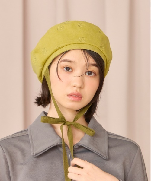 kaorinomori（カオリノモリ）の「kaorinomori フラワーコスベレー / カオリノモリ（ハンチング/ベレー帽・レディース・ネイビー/イエロー・M/57.5cm）」の21枚目の写真