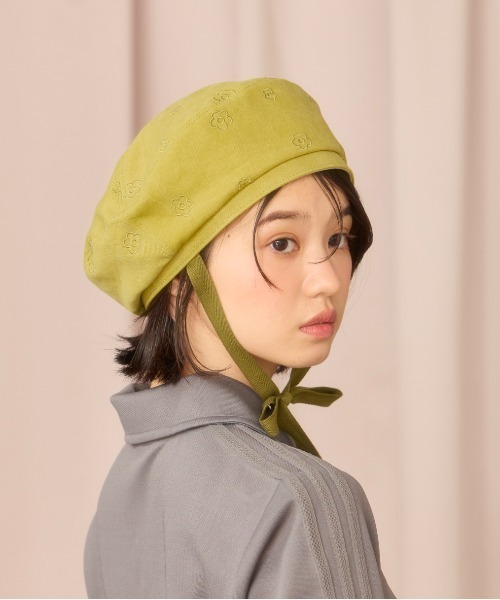 kaorinomori（カオリノモリ）の「kaorinomori フラワーコスベレー / カオリノモリ（ハンチング/ベレー帽・レディース・ネイビー/イエロー・M/57.5cm）」の20枚目の写真