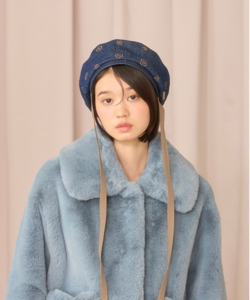 kaorinomori（カオリノモリ）の「kaorinomori フラワーコスベレー / カオリノモリ（ハンチング/ベレー帽・レディース・ネイビー/イエロー・M/57.5cm）」の15枚目の写真