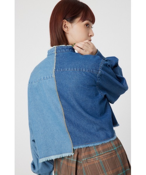 RODEO CROWNS WIDE BOWL(ロデオクラウンズワイドボウル)の「リボンクロップドシャツ(シャツ/ブラウス・レディース・ブラック系その他/ブルー/ホワイト・FREE)」の7枚目の写真