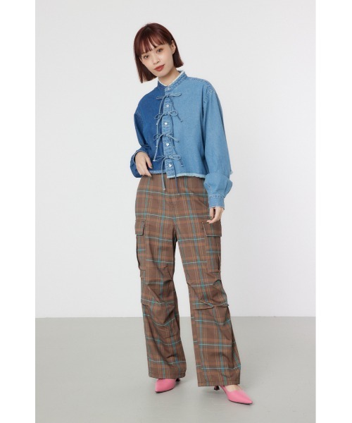 RODEO CROWNS WIDE BOWL(ロデオクラウンズワイドボウル)の「リボンクロップドシャツ(シャツ/ブラウス・レディース・ブラック系その他/ブルー/ホワイト・FREE)」の8枚目の写真