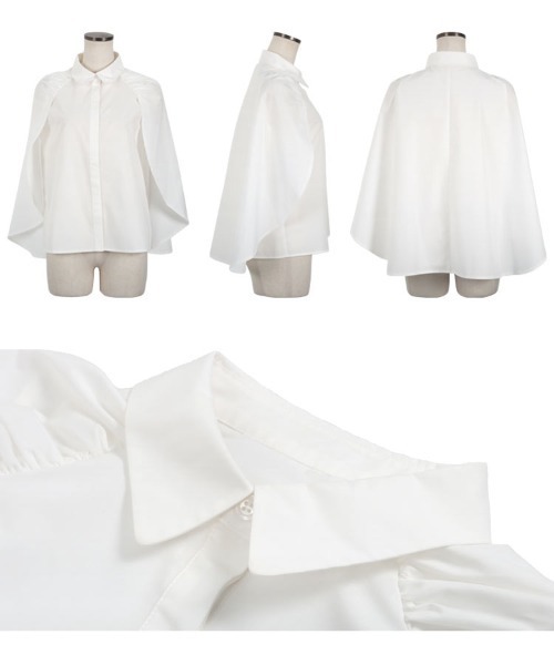 セール】ケープ風ノースリーブシャツトップス（シャツ/ブラウス