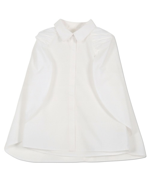 【洗える】スクエアケープスリーブブラウス　ホワイト　新品未使用タグ付き セール】ケープ風ブラウス【洗濯機洗い可】（シャツ/ブラウス